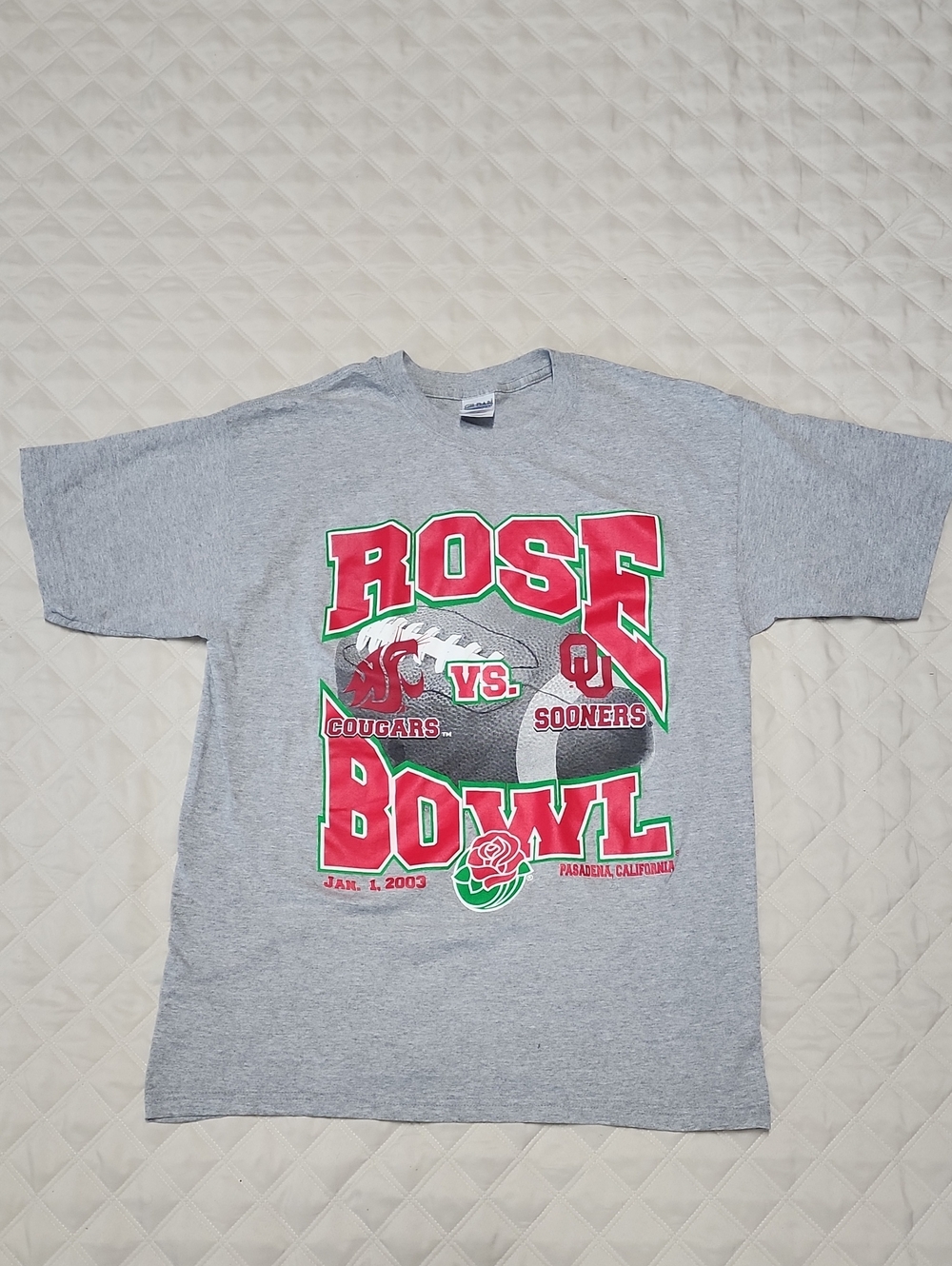 Oklahoma Sooners vs‎ Washington Cougars Rose Bowl 2003 Tee Shirt Men's XL